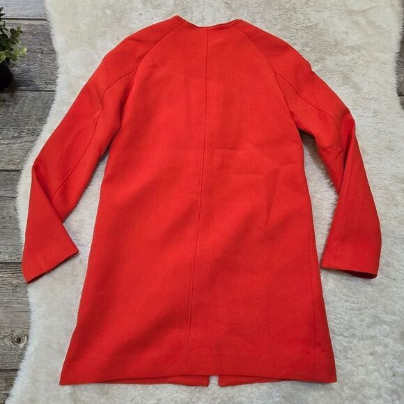 H&M Red-Orange Collarless Jacket, Size 2 - Picture 5 of 7
